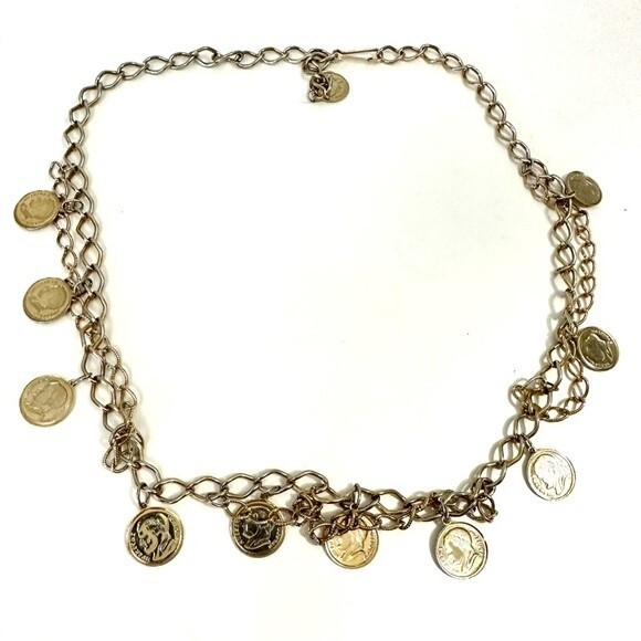 Gold Coin Vintage Chain Link Belt One Size - Picture 3 of 7